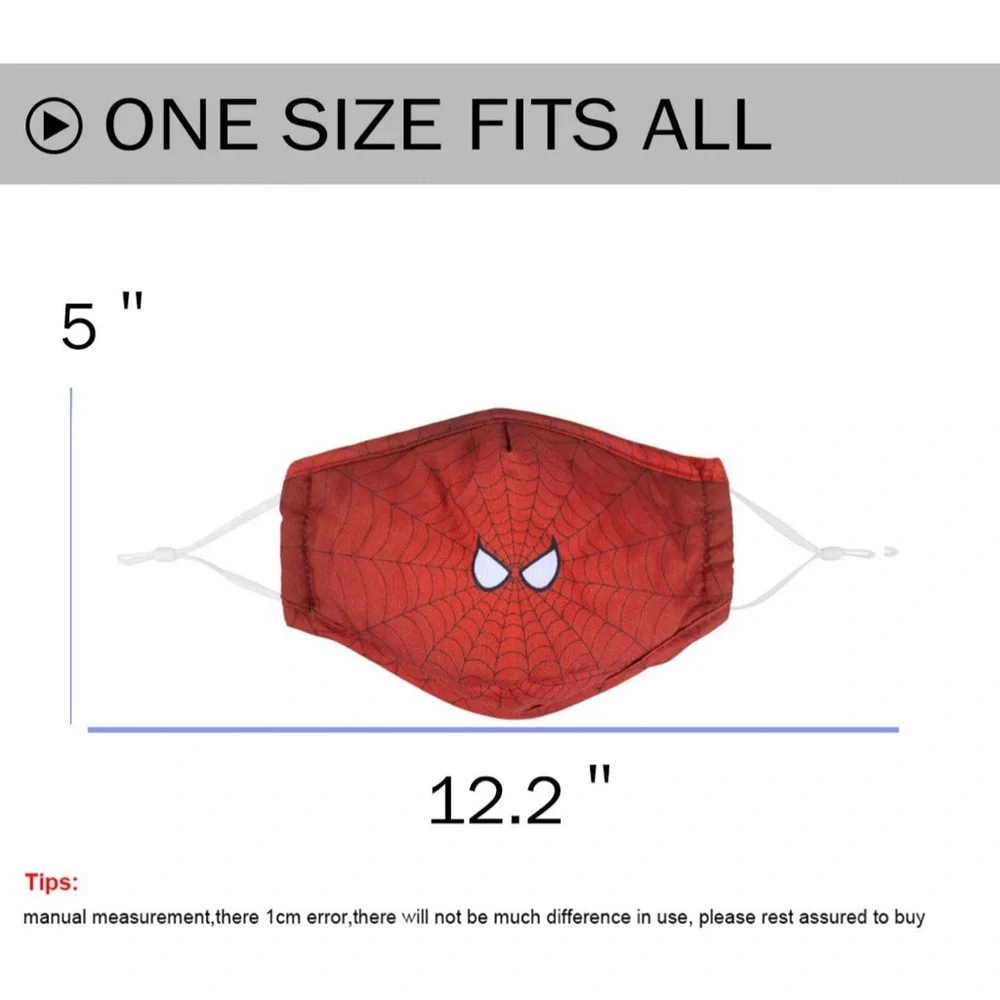 Reusable Cloth Face Cover with Nose Wire, 3D Red Spider Man Cute Designer